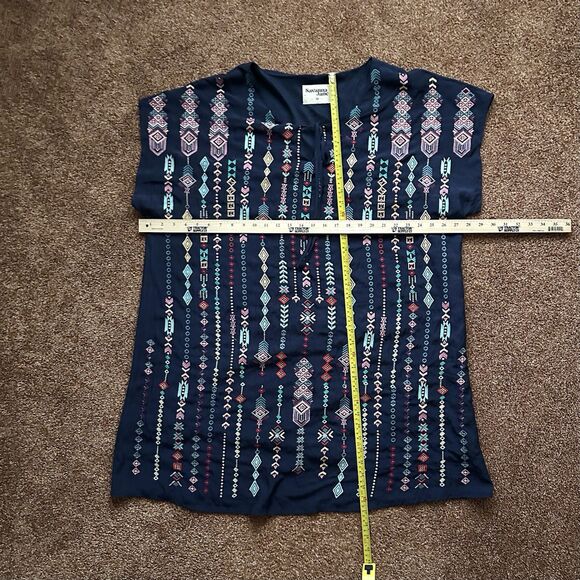 Savanna Jane Dress 3X Floral & Aztec Print Embroidered Boxy Boho Western - Picture 5 of 6